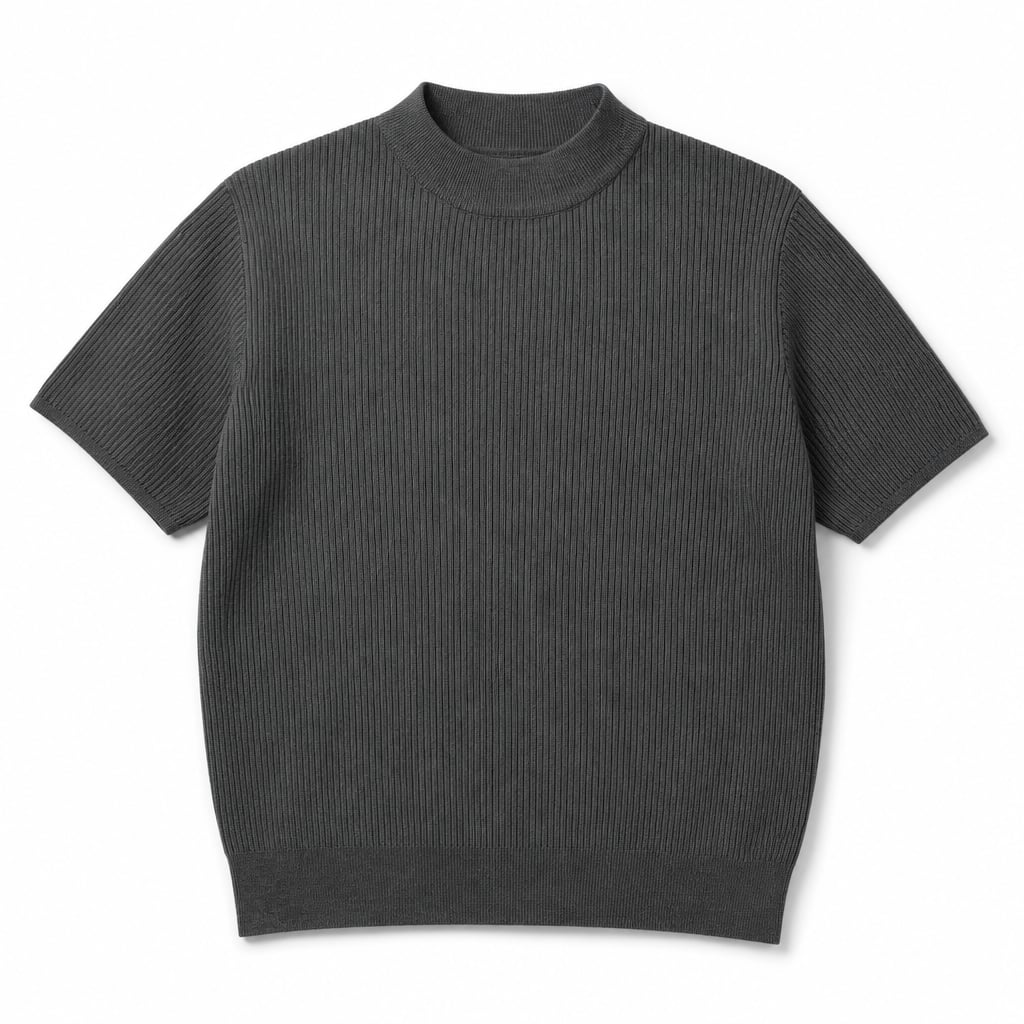 Colvax | Fit Shirt Mock Neck Ribbed Knit Viscose Blend Gray – Product Photo