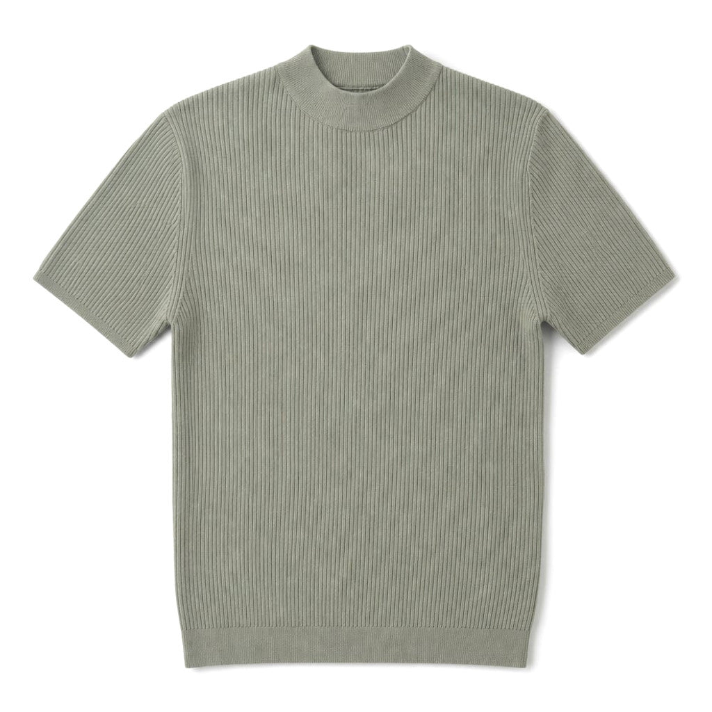 Colvax | Fit Shirt Mock Neck Ribbed Knit Viscose Blend Lightgreen – Product Photo