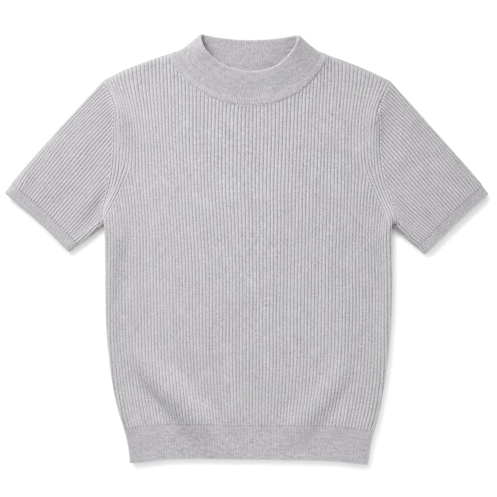 Colvax | Fit Shirt Mock Neck Ribbed Knit Viscose Blend Silver – Product Photo