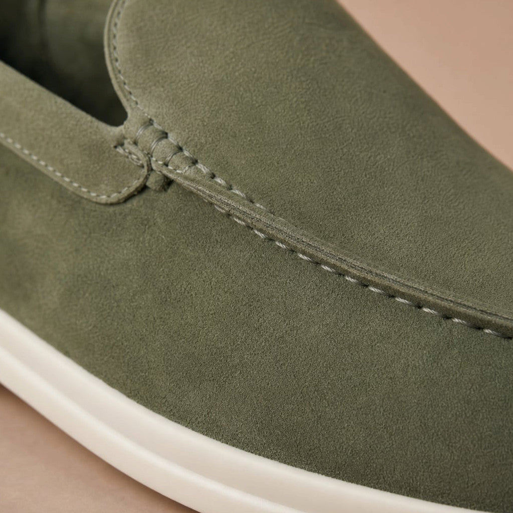 Colvex | Slip On Loafers Knit Upper Lightweight Green – Fabric and Detail Close-Up