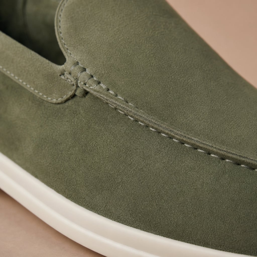 Colvex | Slip On Loafers Knit Upper Lightweight Green – Fabric and Detail Close-Up