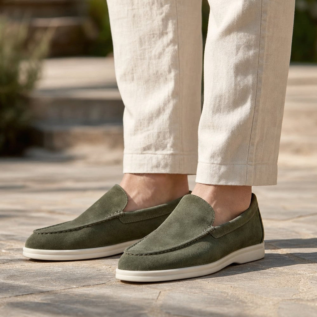 Colvex | Slip On Loafers Knit Upper Lightweight Green – Full Look