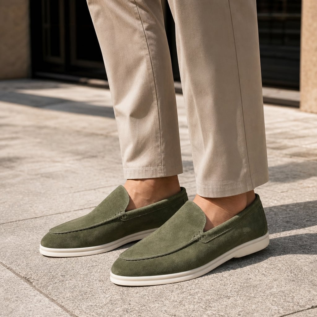 Colvex | Slip On Loafers Knit Upper Lightweight in Green – Tomosino Premium Menswear