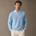 Cashmere Knit Jumper Diamond Texture Sky Blue – Product Photo