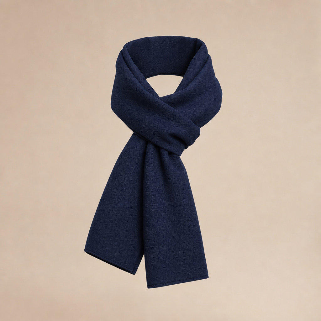 Cashmere Merino Scarf Navy Blue Navy blue – Side Angle View