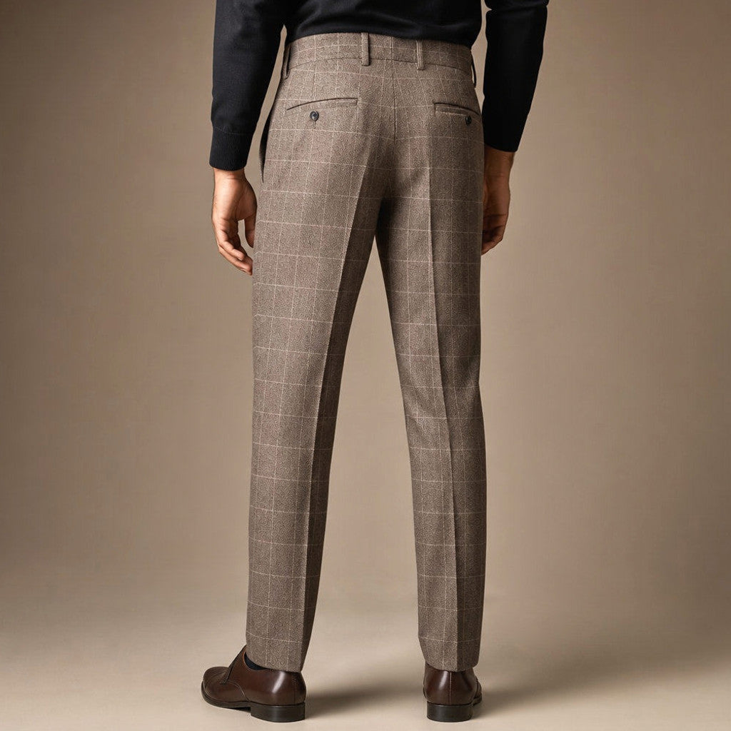 Corbyn | Dress Pant Plaid Tweed Khaki – Full Look