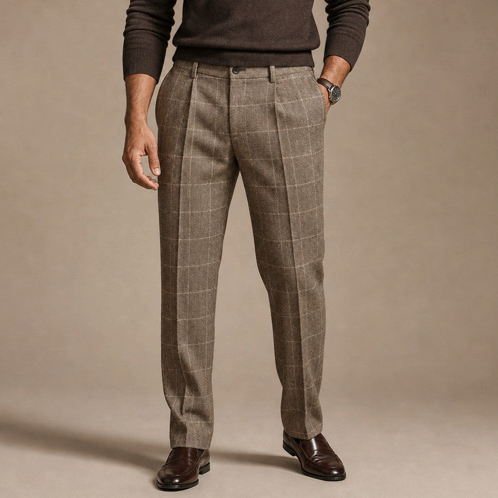 Corbyn | Dress Pant Plaid Tweed Khaki – Product Photo