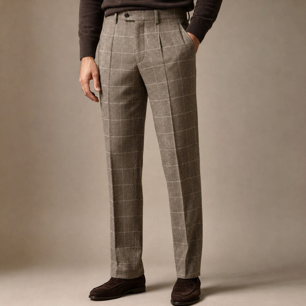 Corbyn | Dress Pant Plaid Tweed in Khaki – Premium Editorial