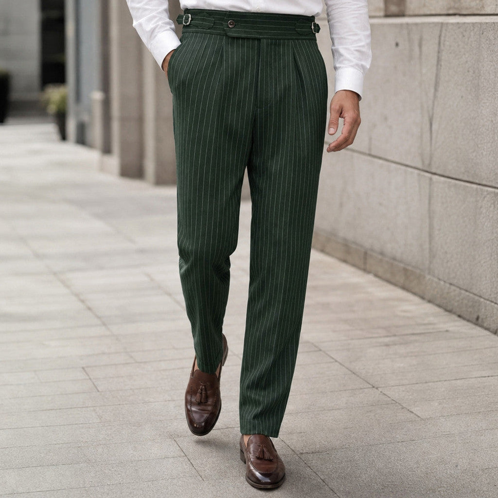 Cordane | Dress Pants Pleated Front Slim Fit Green – Styled Editorial Shot