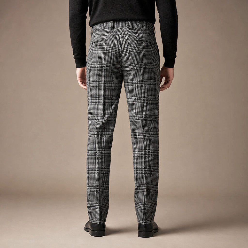 Cordell | Dress Trouser Plaid Straight Leg Black Black – Full Look
