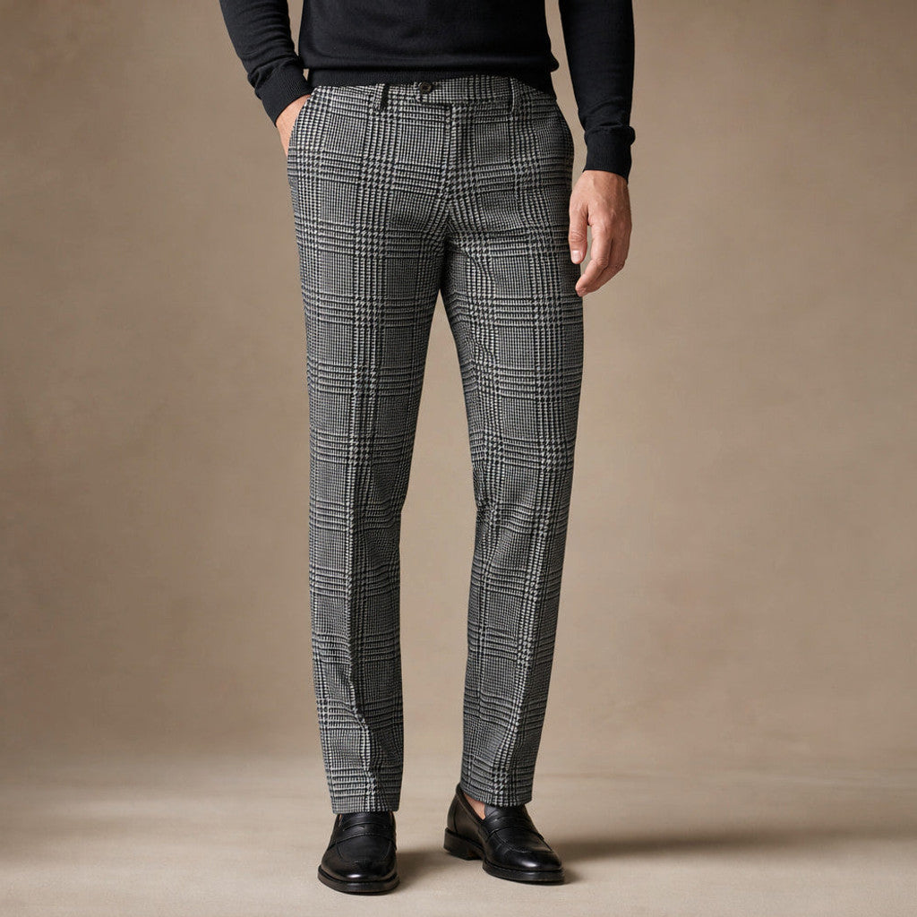 Cordell | Dress Trouser Plaid Straight Leg Black Black – Product Photo