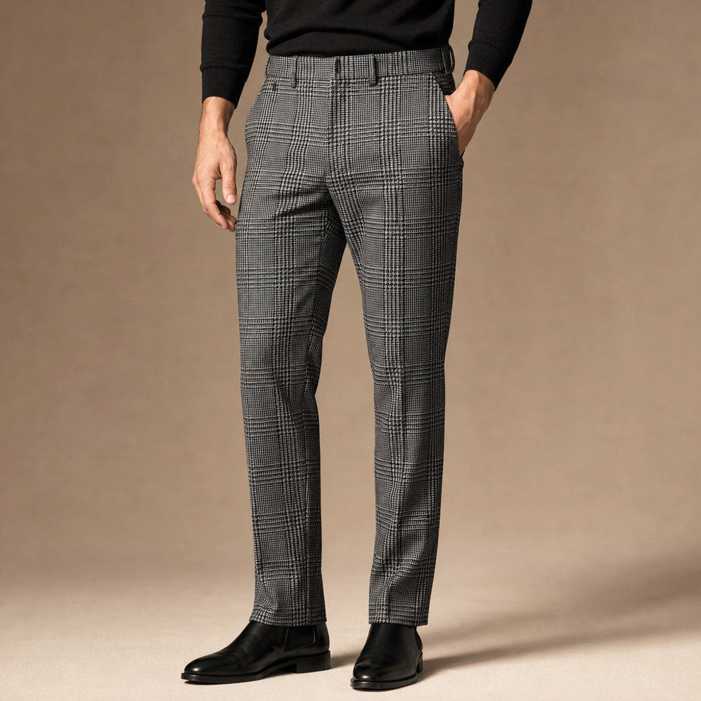 Cordell | Dress Trouser Plaid Straight Leg Black in Black – Premium Editorial