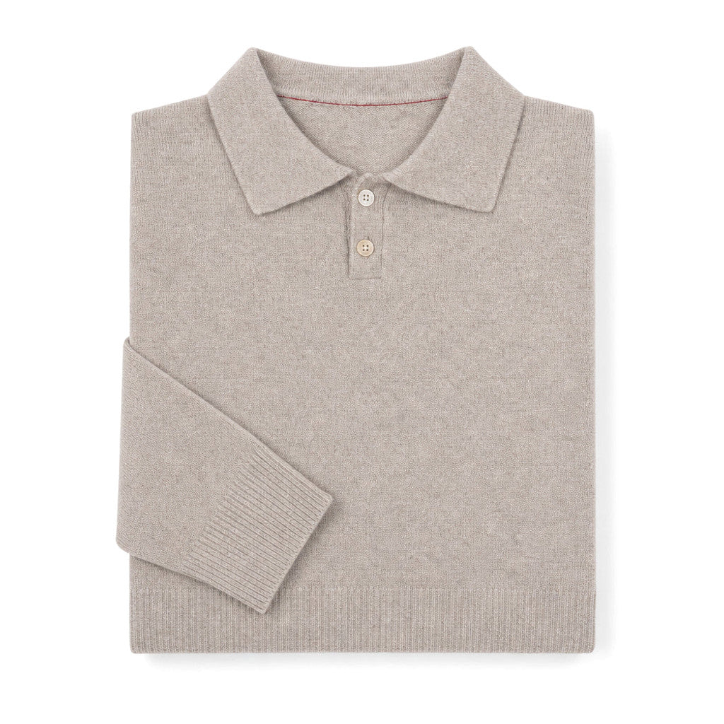 Cordell | Knit Polo Shirts with Tipped Collar Oat – Product Photo