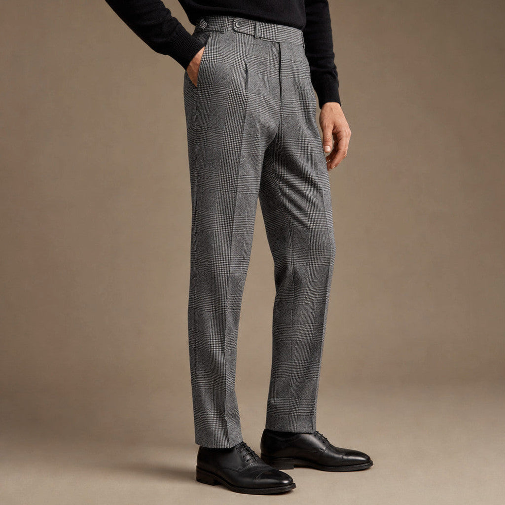 Corland | Dress Pants Plaid Tapered Black Black – Side Angle View