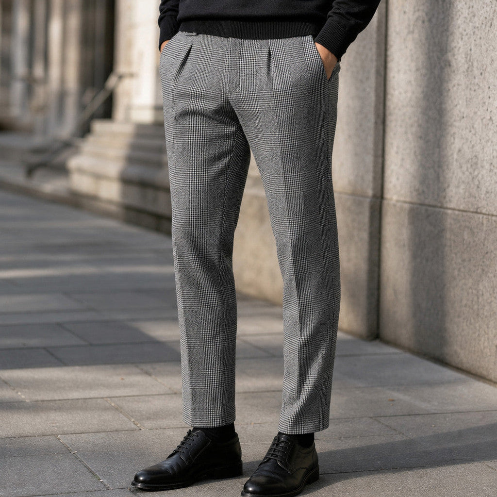 Corland | Dress Pants Plaid Tapered Black Black – Styled Editorial Shot