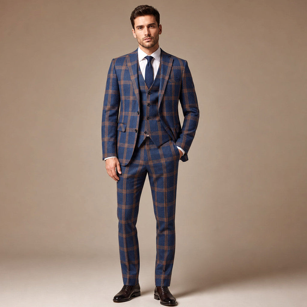 Corvell | Three Piece Suit One Button Navy in Navy – Premium Editorial
