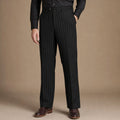 Corwin | Dress Pants Striped Flat Front Black – Product Photo