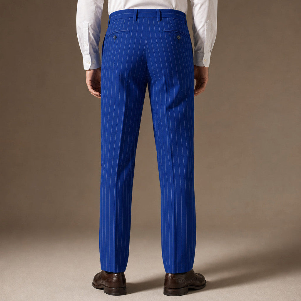Corwin | Dress Pants Striped Flat Front Royal Blue – Full Look