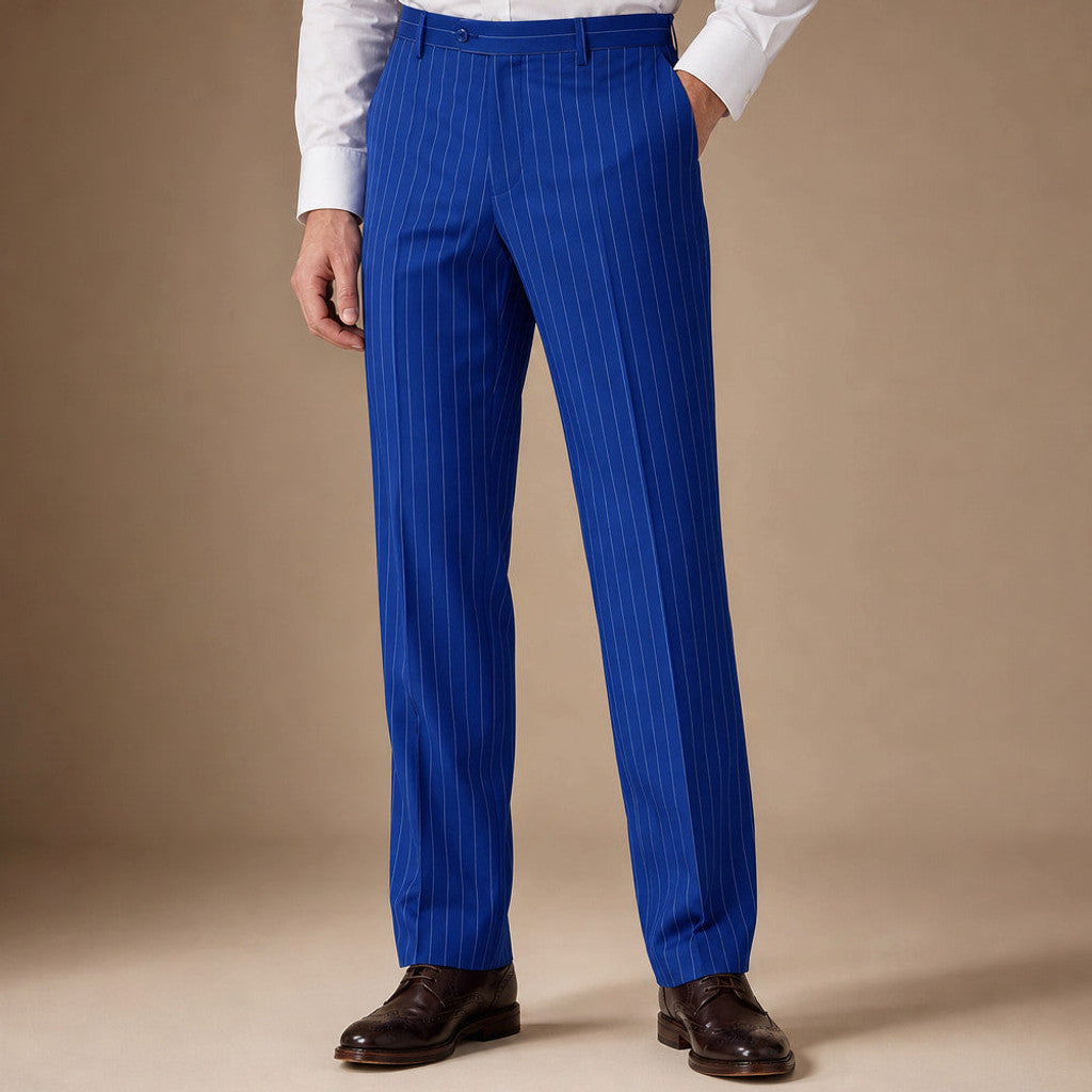 Corwin | Dress Pants Striped Flat Front Royal Blue – Product Photo