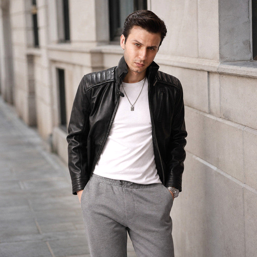 Cottle | Biker Jacket Sheepskin Leather Black – Product Photo