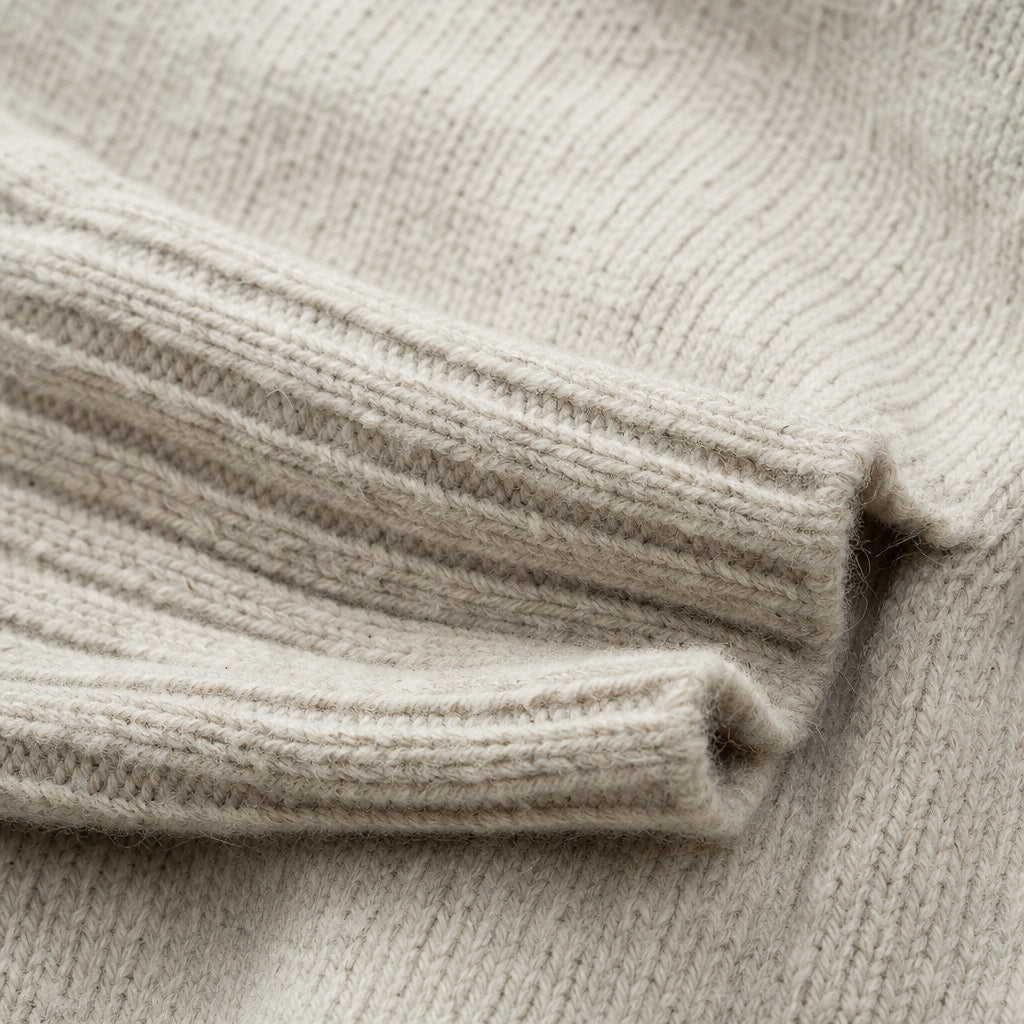 Knit Zip Up Jacket Fleece Lined Hood Beige – Fabric and Detail Close-Up