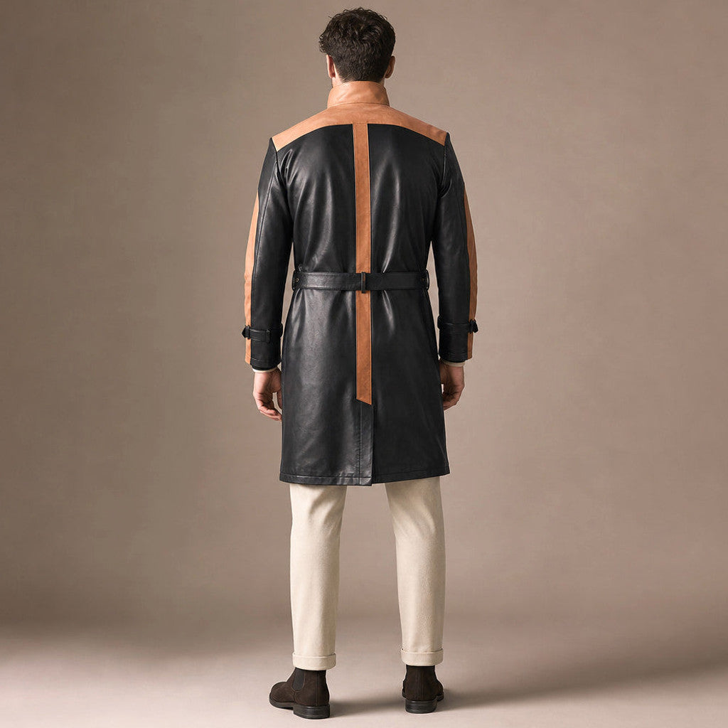 Dalverton | Leather Trench Coat Belted Black Black – Full Look