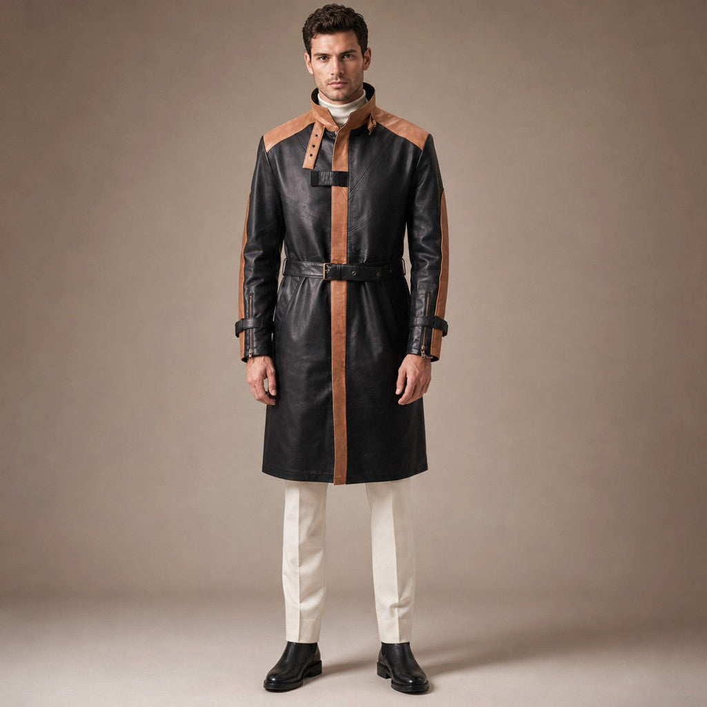 Dalverton | Leather Trench Coat Belted Black in Black – Premium Editorial