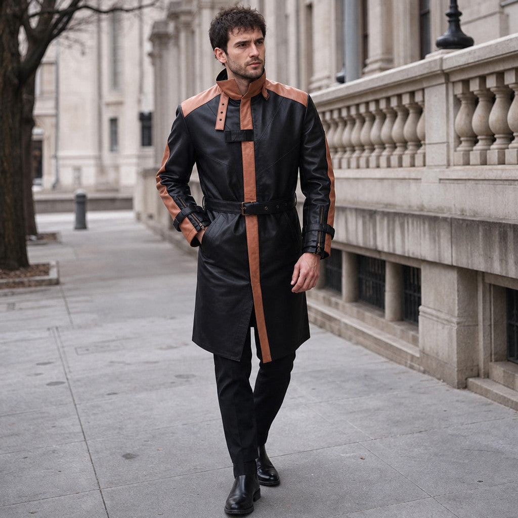Dalverton | Leather Trench Coat Belted Black Black – Styled Editorial Shot