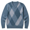 Darton | V-Neck Plaid Knit Jumper Blue – Product Photo
