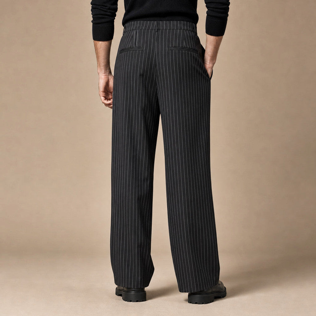 Darvard | Pinstripe Trouser Wide Leg Black Black – Full Look