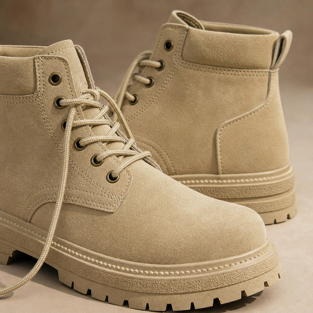 Dealer Boots Suede Lace-Up Beige – Fabric and Detail Close-Up