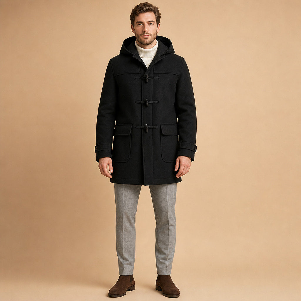 Long Winter Coat Insulated in Black – Tomosino Premium Menswear