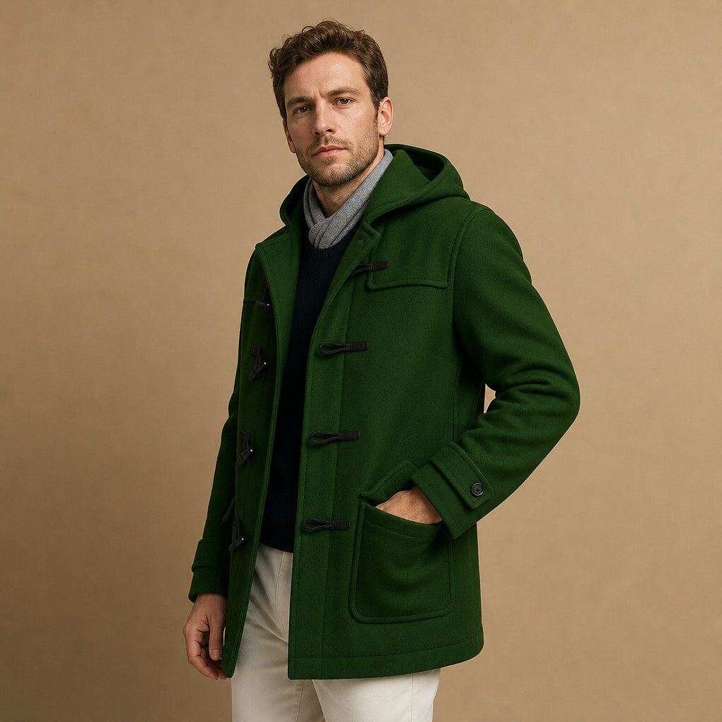 Long Winter Coat Insulated Green – Side Angle View