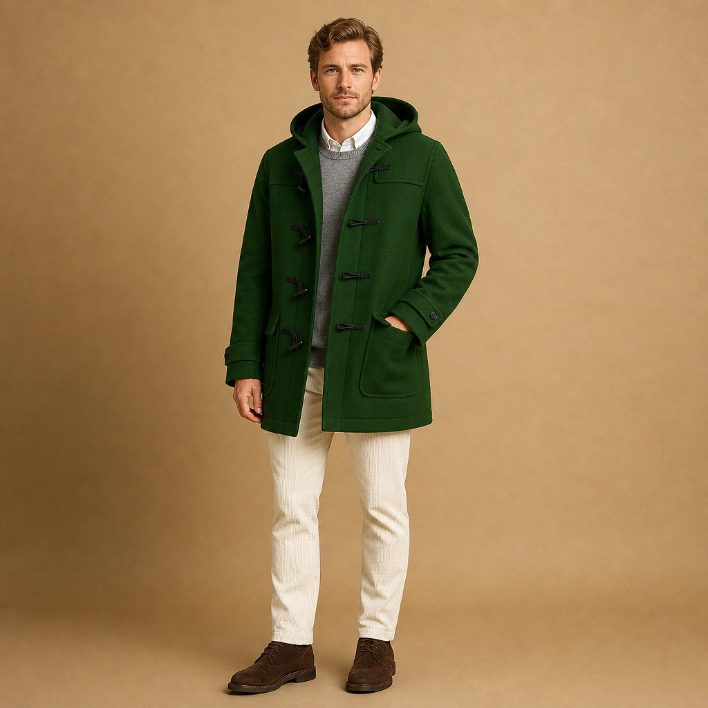 Long Winter Coat Insulated Green – Product Photo