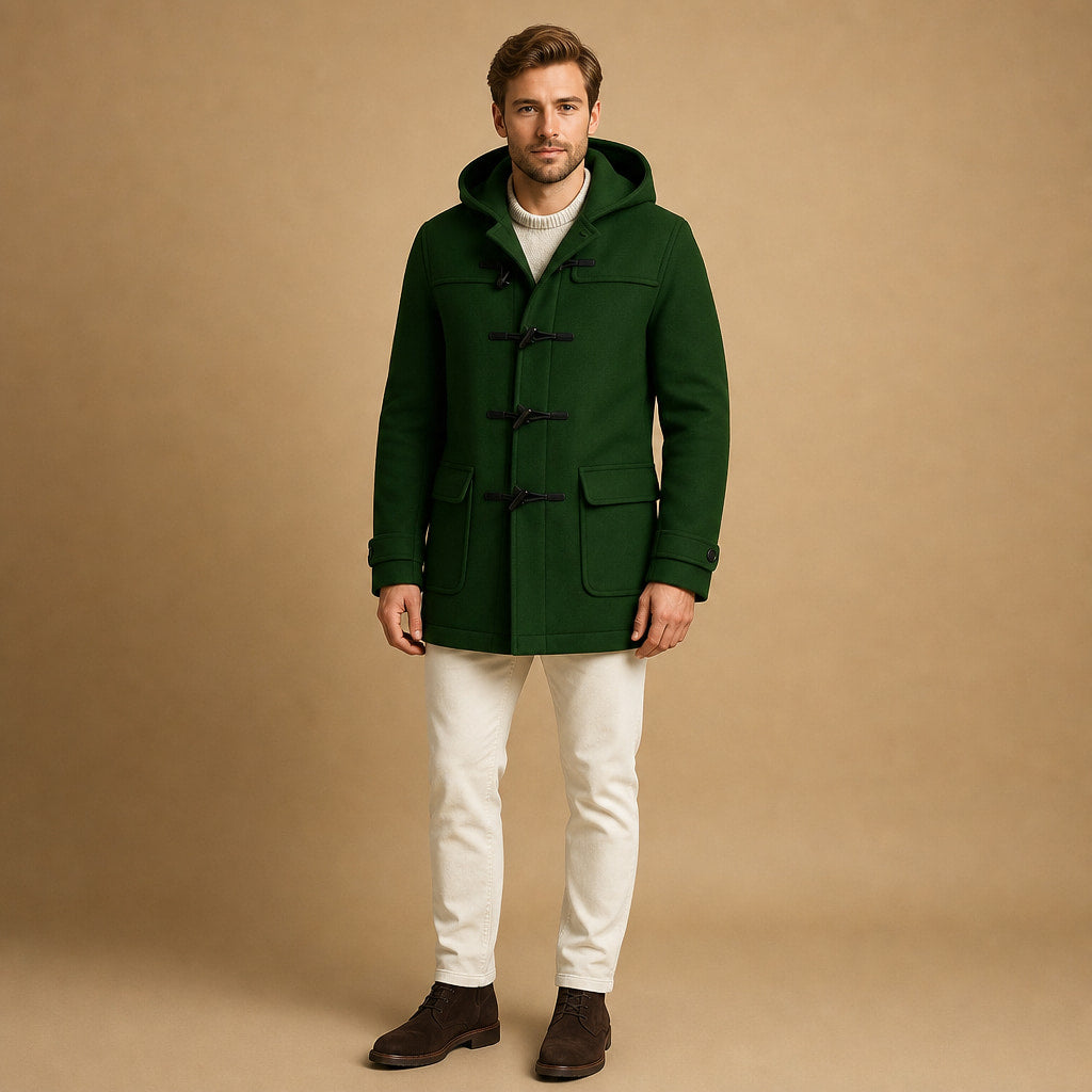 Long Winter Coat Insulated in Green – Tomosino Premium Menswear