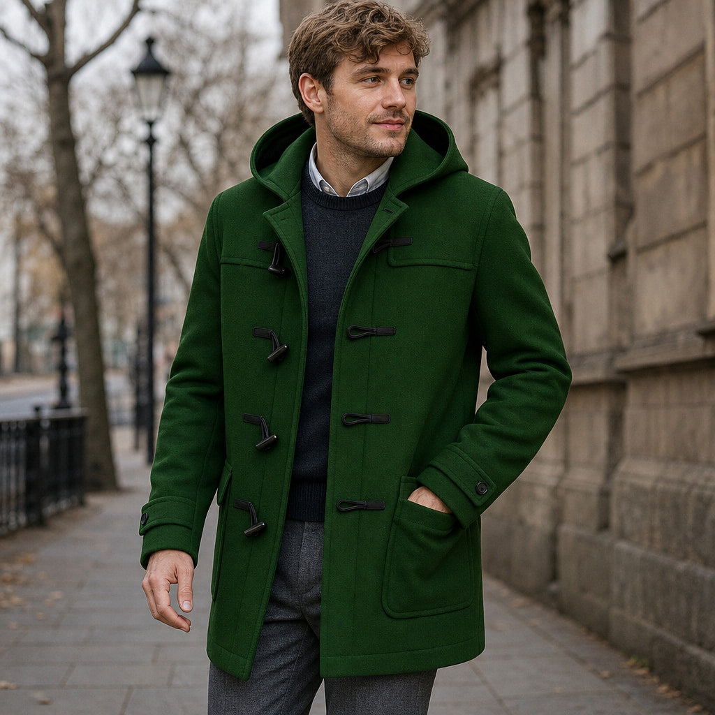 Long Winter Coat Insulated Green – Styled Editorial Shot