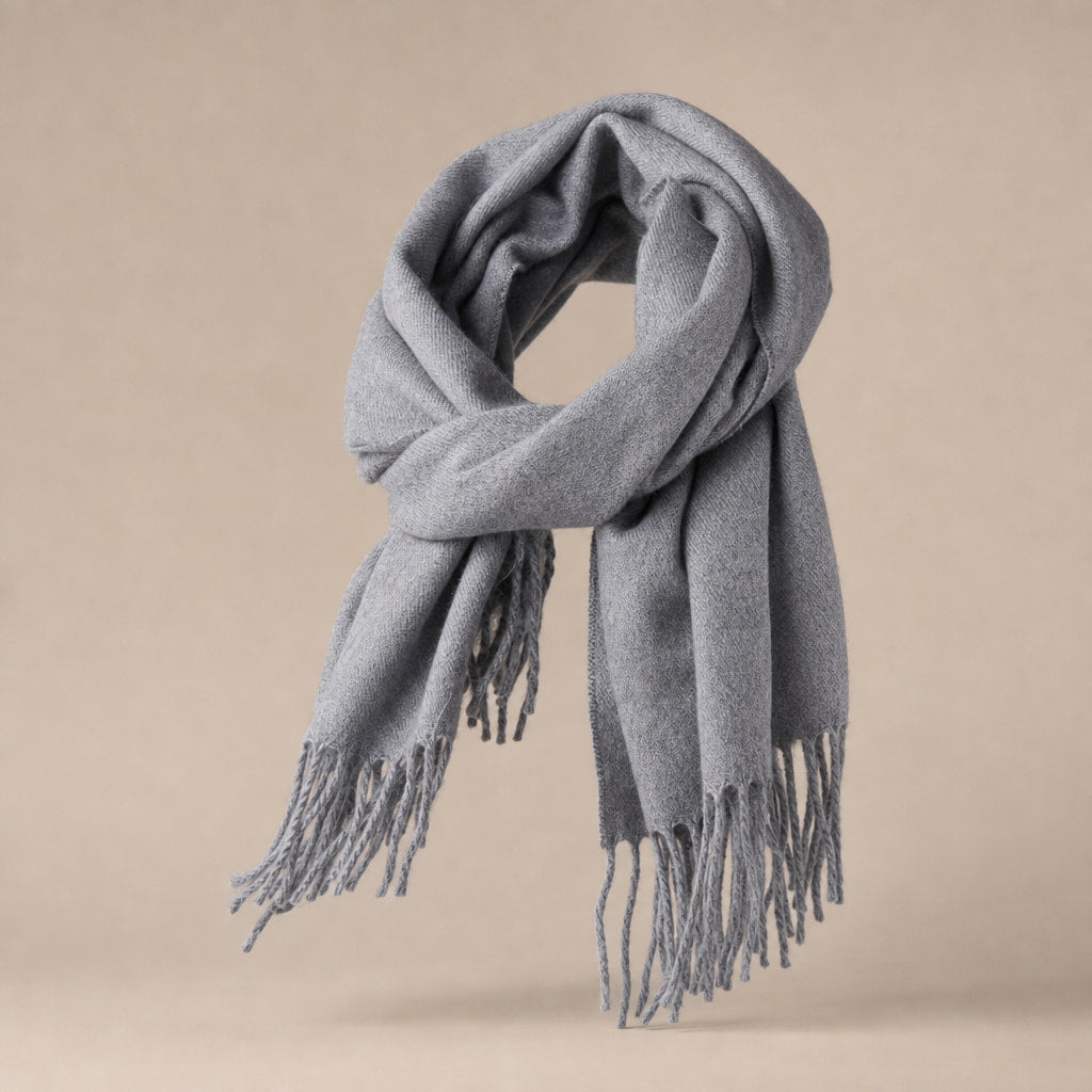 Cashmere Merino Scarf Grey Grey – Side Angle View