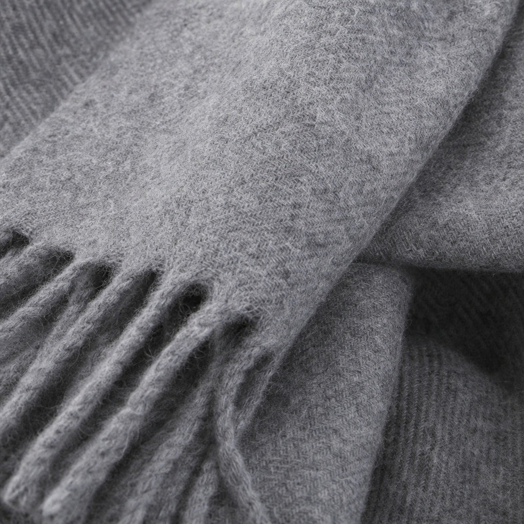 Cashmere Merino Scarf Grey Grey – Fabric and Detail Close-Up