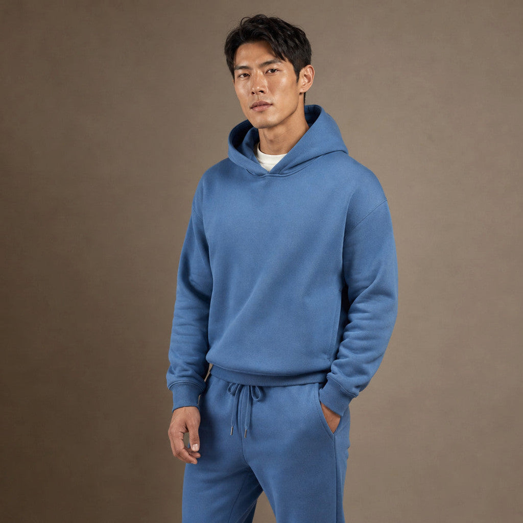 Draxon | Hoodie and Jogger Set Tapered Leg Blue – Side Angle View