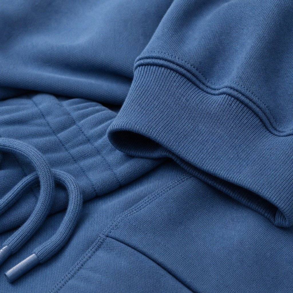 Draxon | Hoodie and Jogger Set Tapered Leg Blue – Fabric and Detail Close-Up