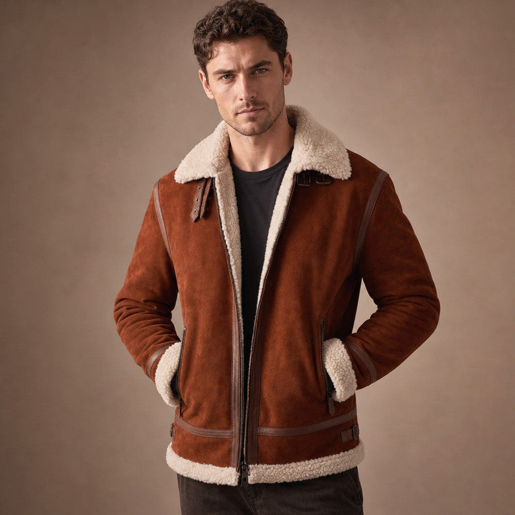 Draymont | Aviator Jacket Shearling Suede Brown Brown – Product Photo