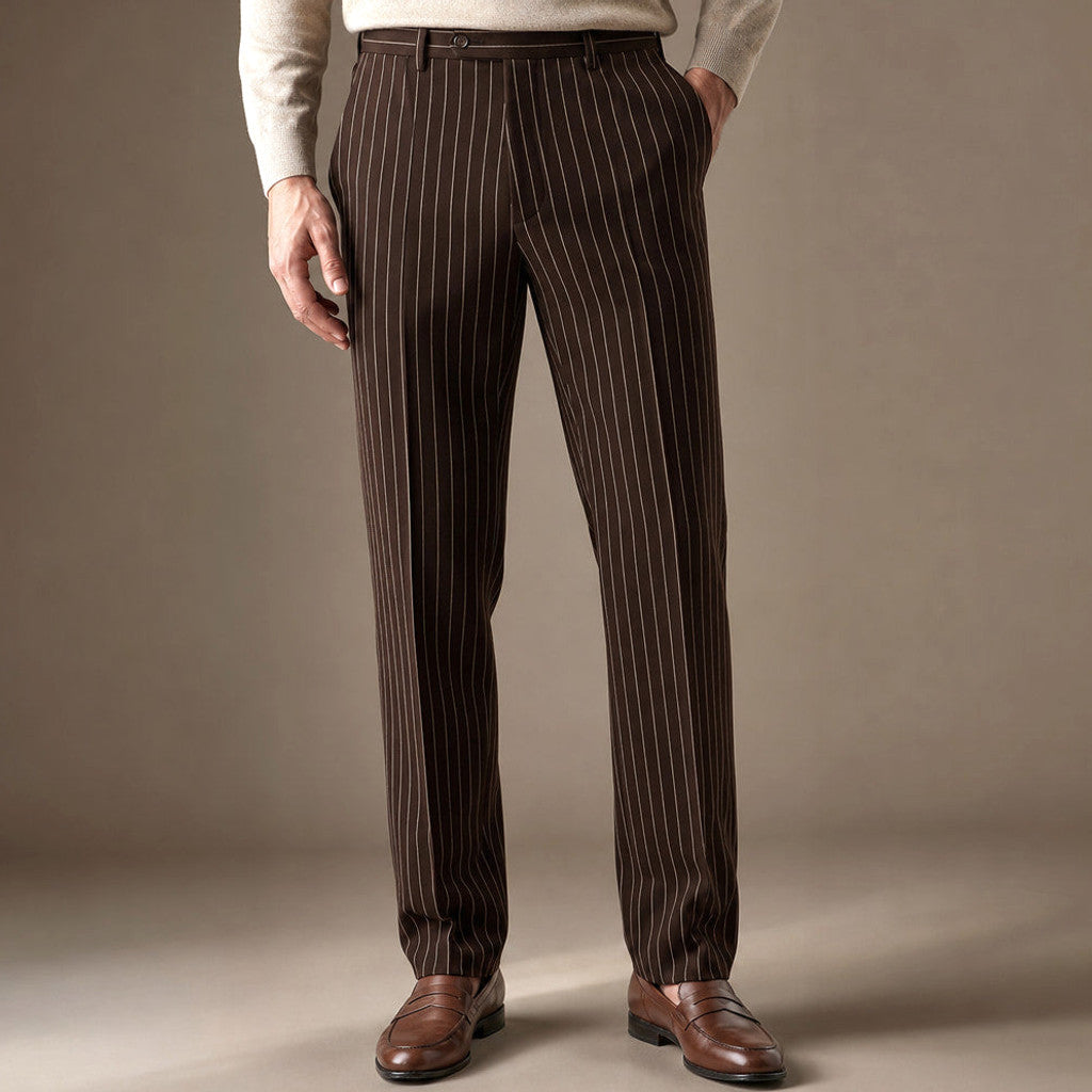 Drexo | Dress Pants Striped Slim Fit Brown – Product Photo