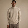 Duncan | Knit Zip Jacket Funnel Collar Camel – Product Photo