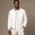 Dunmore | Zip-Up Jacket Cotton Blend Stripe Detail White – Product Photo