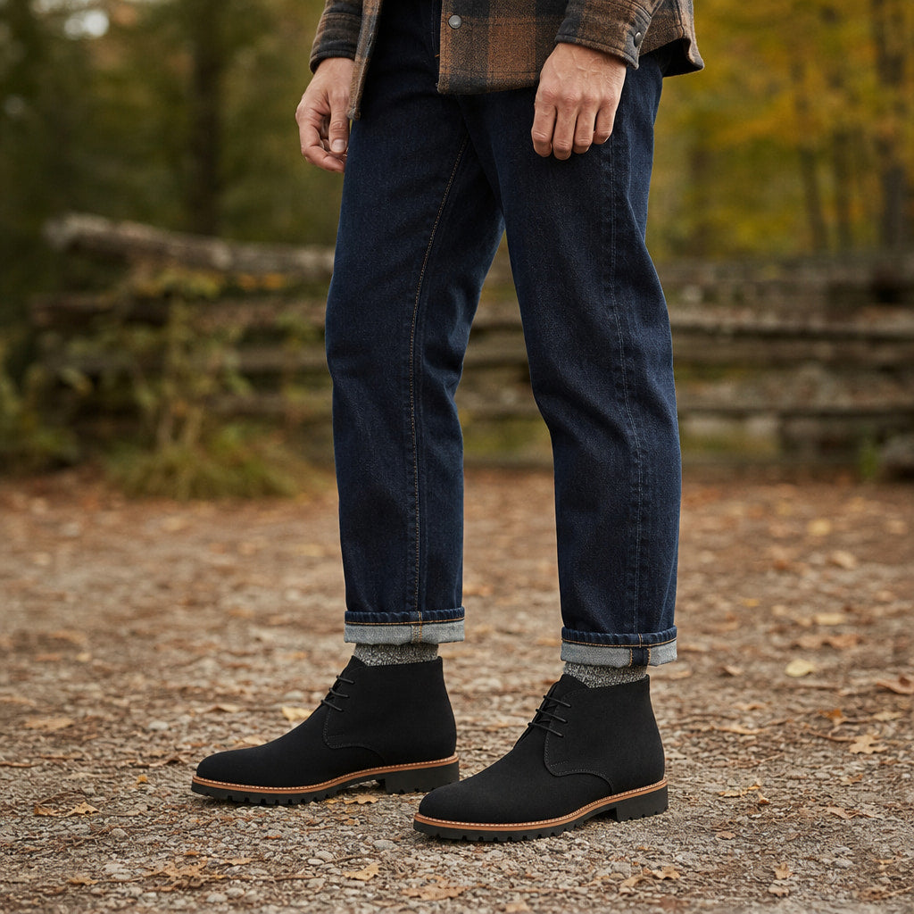 Dealer Boots Suede Rubber Sole Black – Product Photo