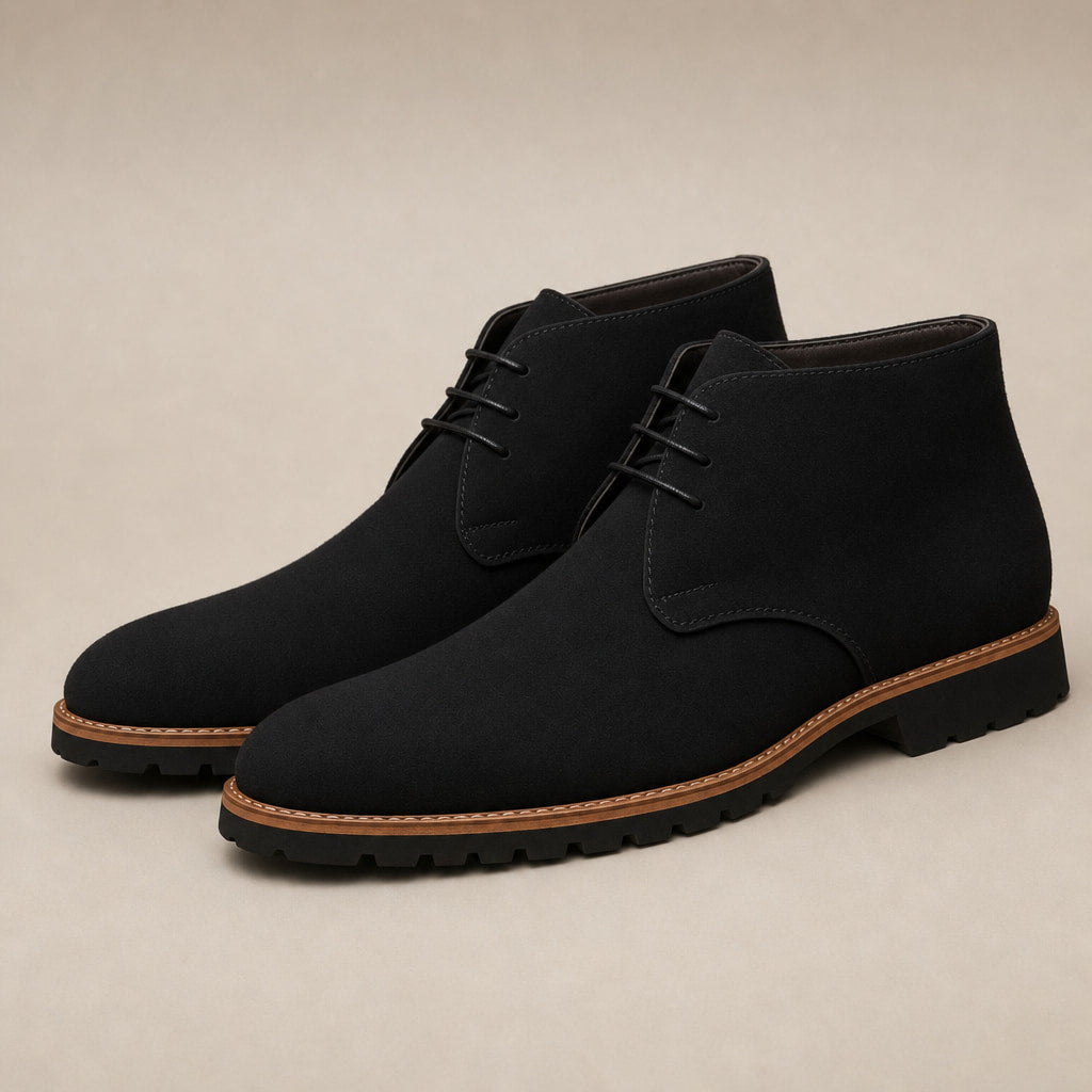 Dealer Boots Suede Rubber Sole in Black – Tomosino Premium Menswear