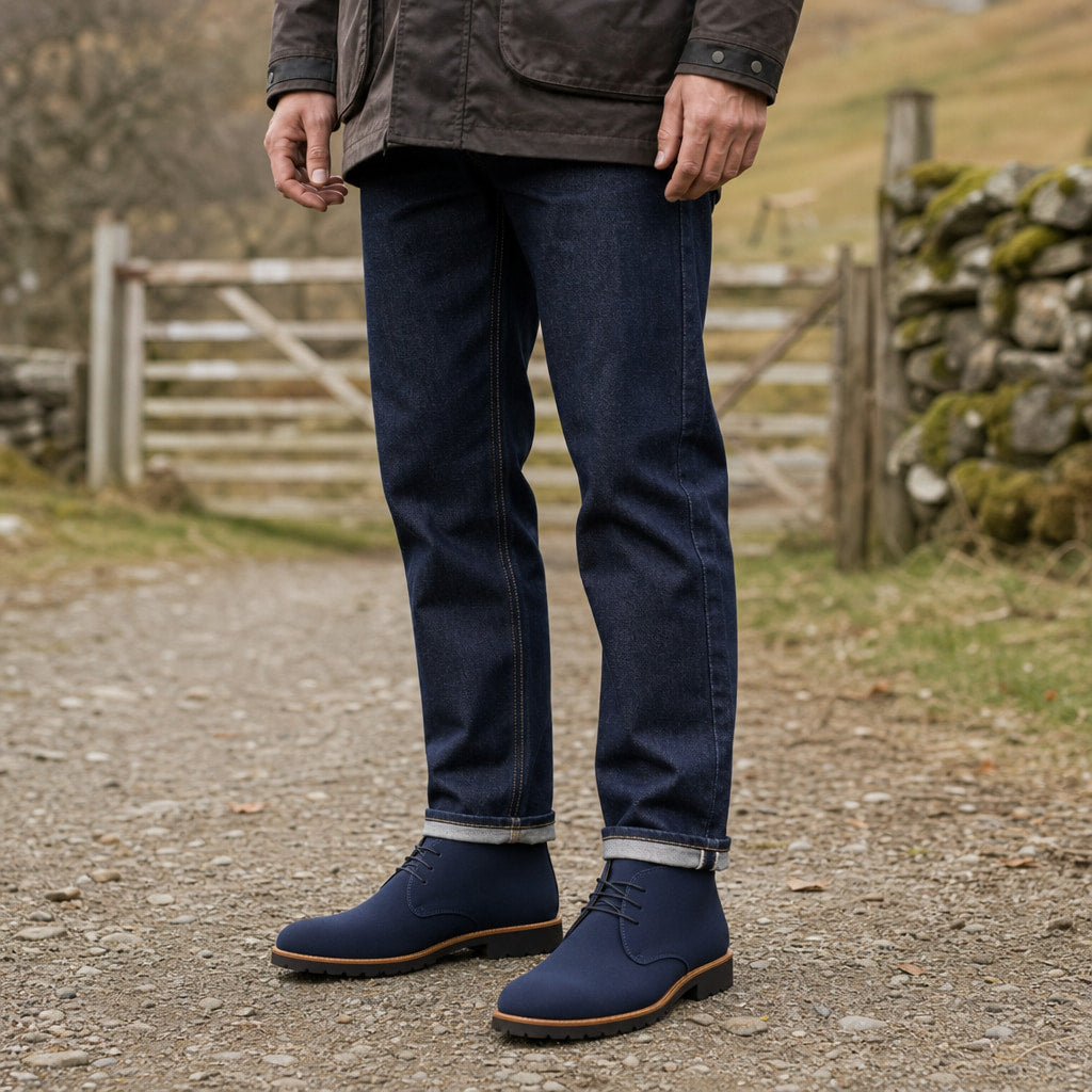 Dealer Boots Suede Rubber Sole Blue – Product Photo