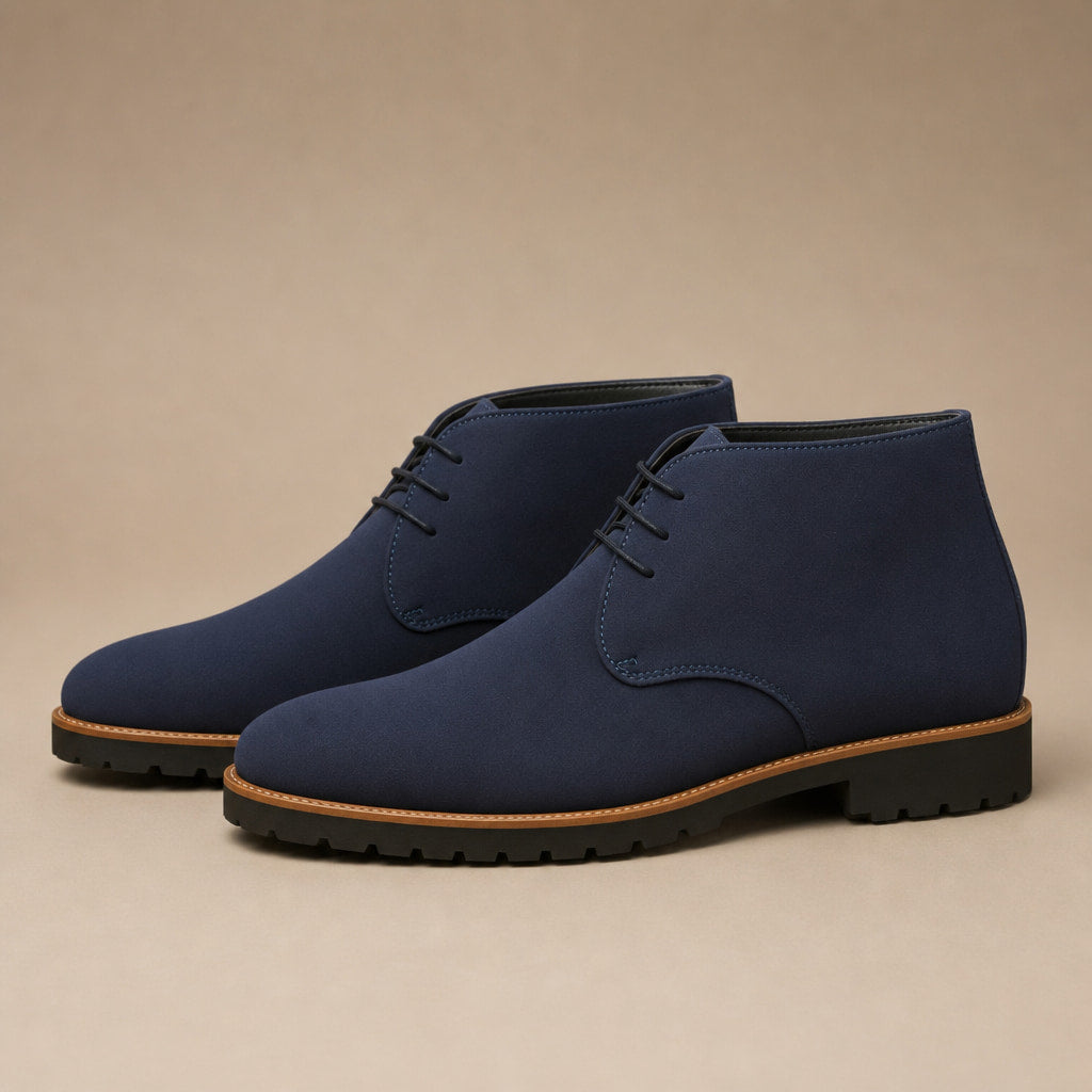 Dealer Boots Suede Rubber Sole in Blue – Tomosino Premium Menswear