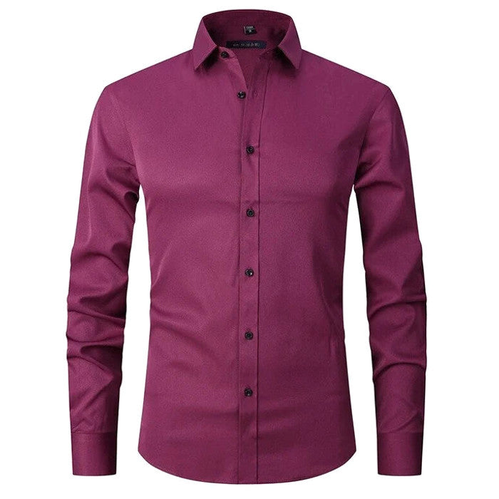 Norven | Dress Shirt Stretch Slim Fit Button-Front Long Sleeve