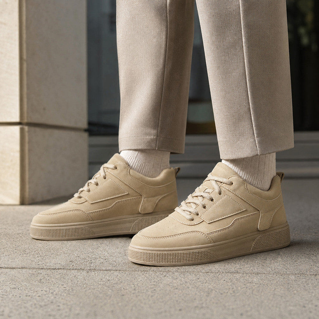 Eaton | Low-Top Sneakers Cushioned Sole Taupe – Full Look